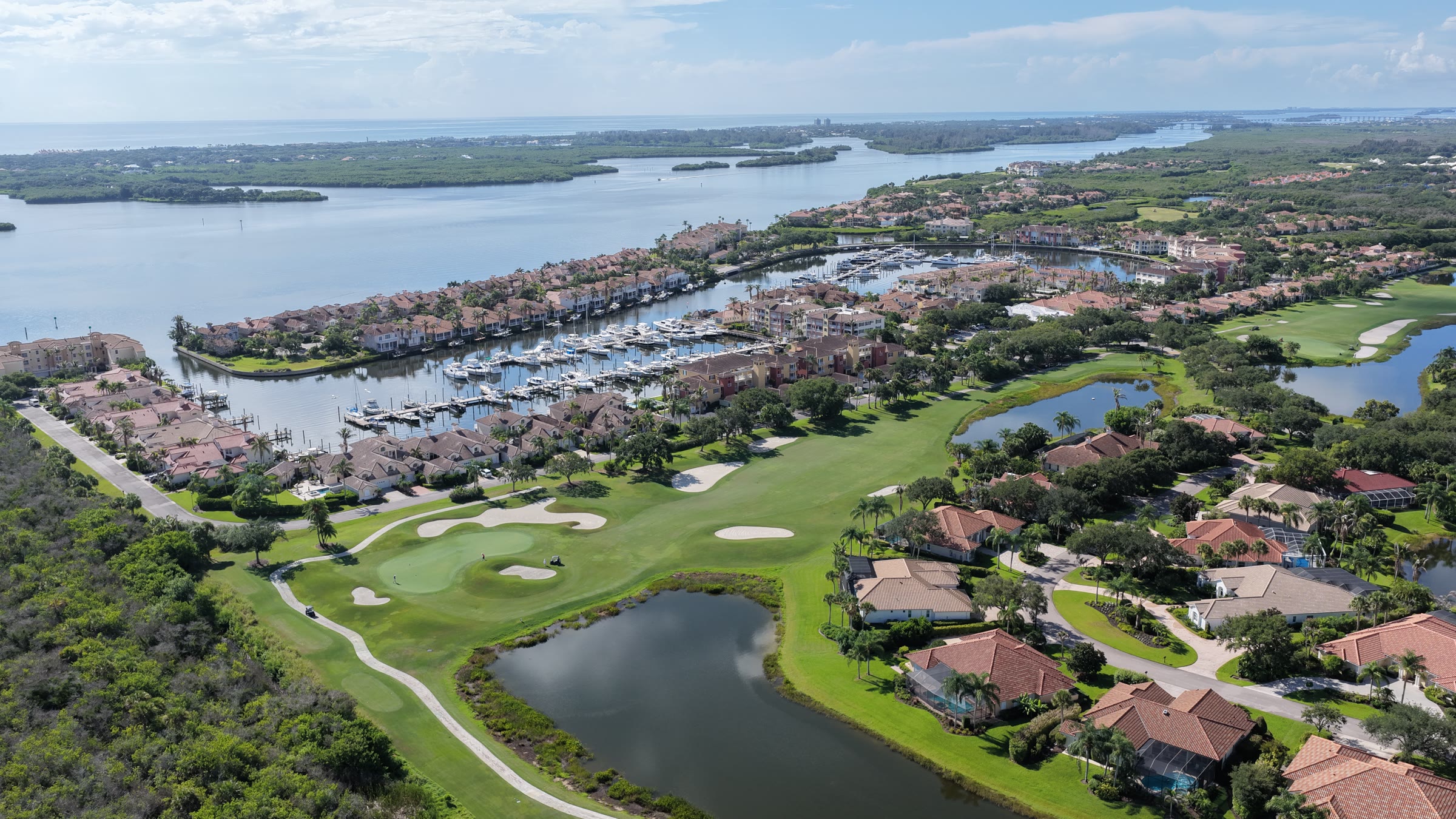 Aerial view of a Treasure Coast waterfront community
