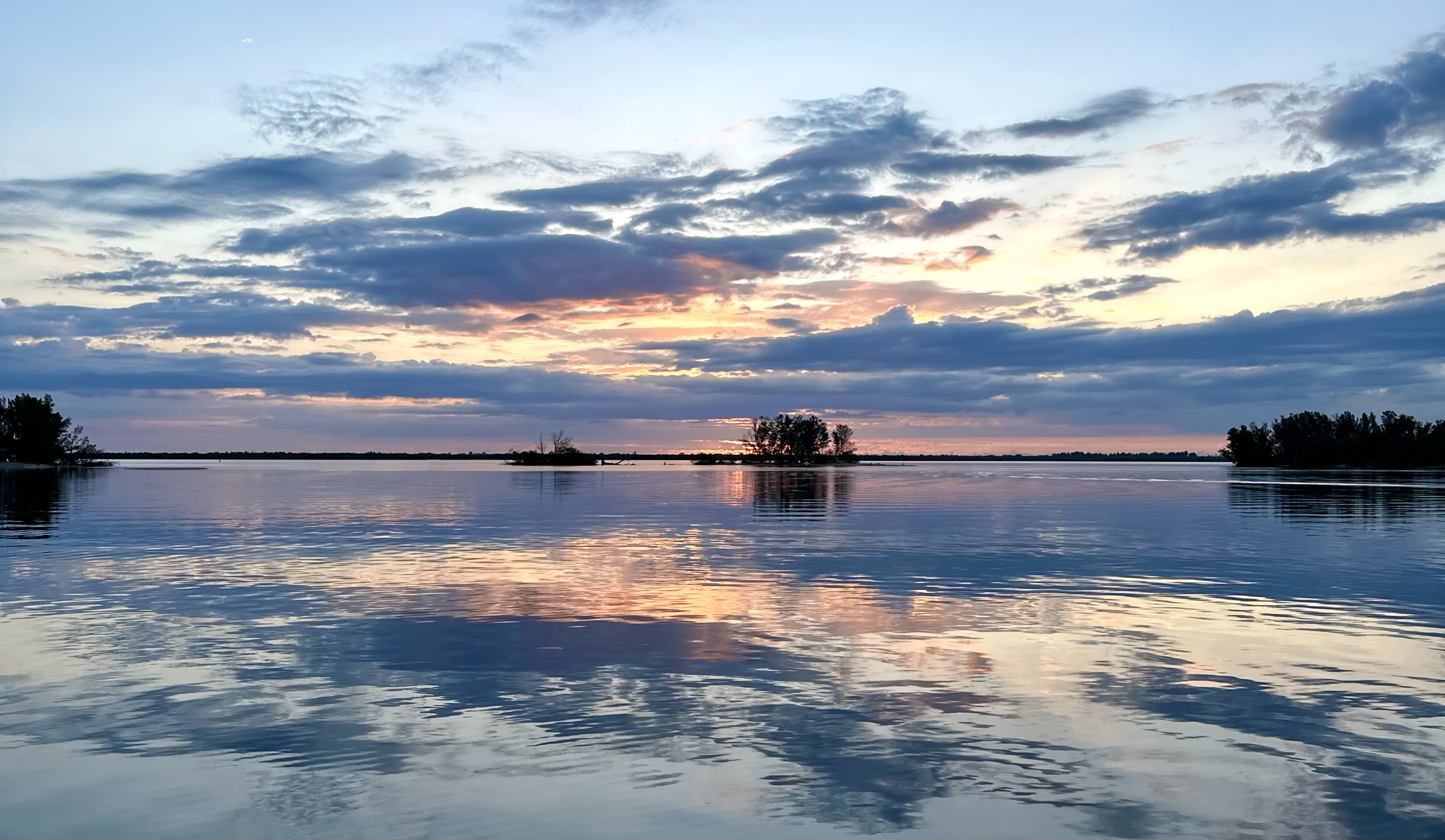 Sunset over the water
